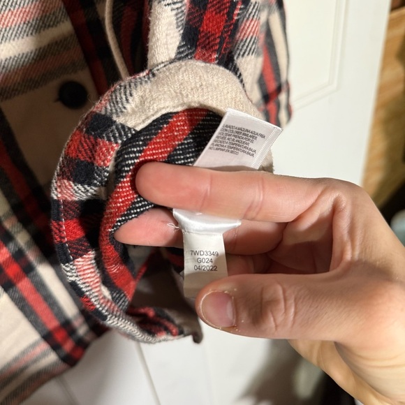 Lucky Brand Plaid Shacket Flannel Oversized Cream Black Red Size Large - Picture 11 of 14
